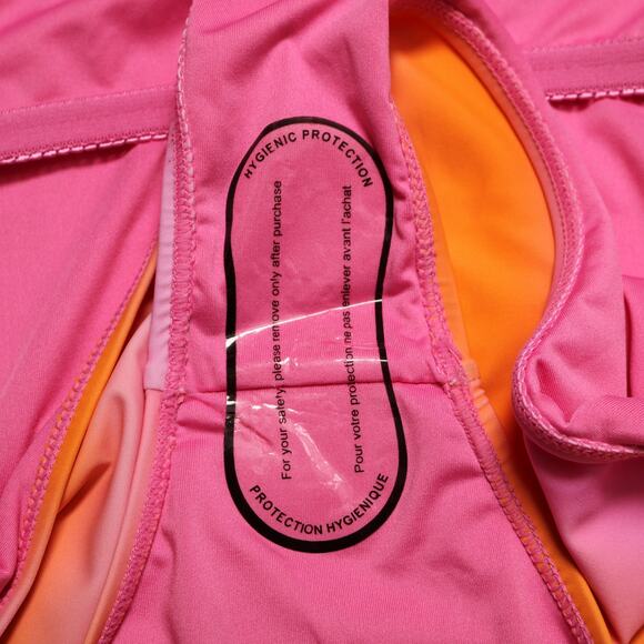 Kendall & Kylie One Shoulder Swimsuit Gradient Pink Orange Tie Dye Size L - Picture 7 of 10